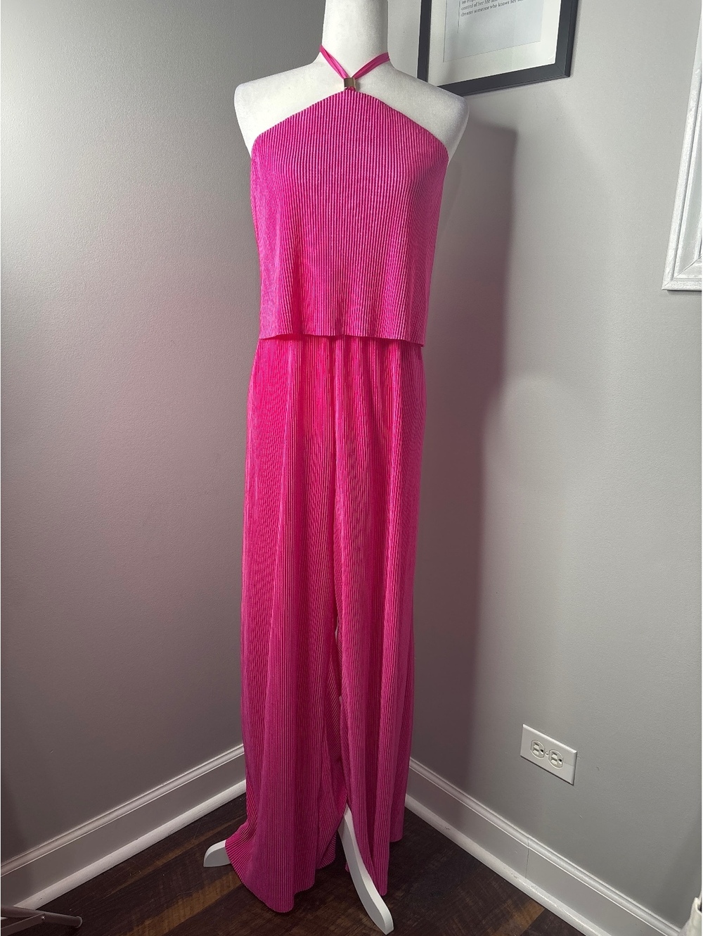 INTEMPO Pink Halter Neck Wide Leg Jumpsuit 2X